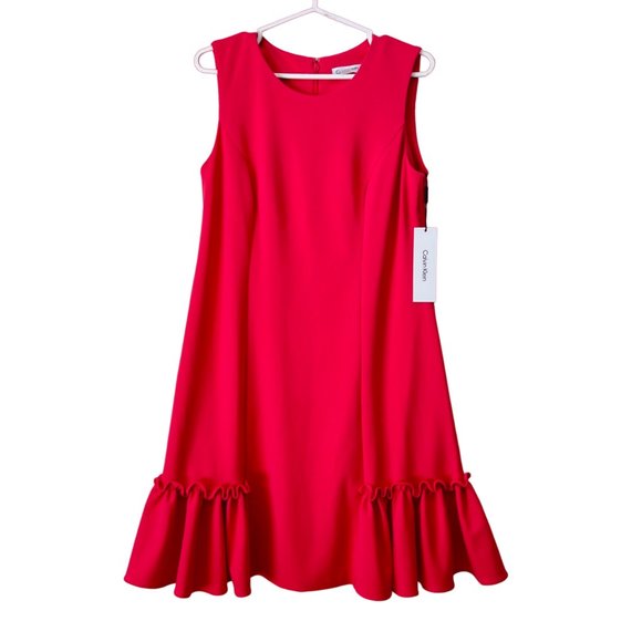NEW! Calvin Klein Sleeveless Ruffle A Line Dress, Size 6 - Picture 9 of 16